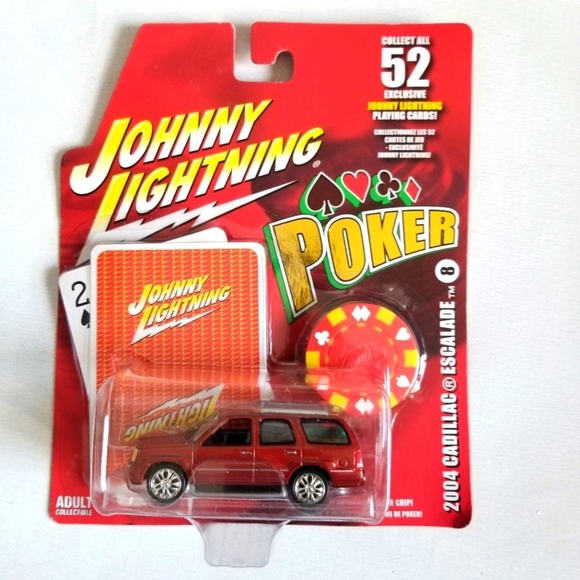 Johnny Lightning Other - 2005 Johnny Lightning "Poker" #8 Red 1:64 Diecast 2004 Cadillac Escalade Car/SUV